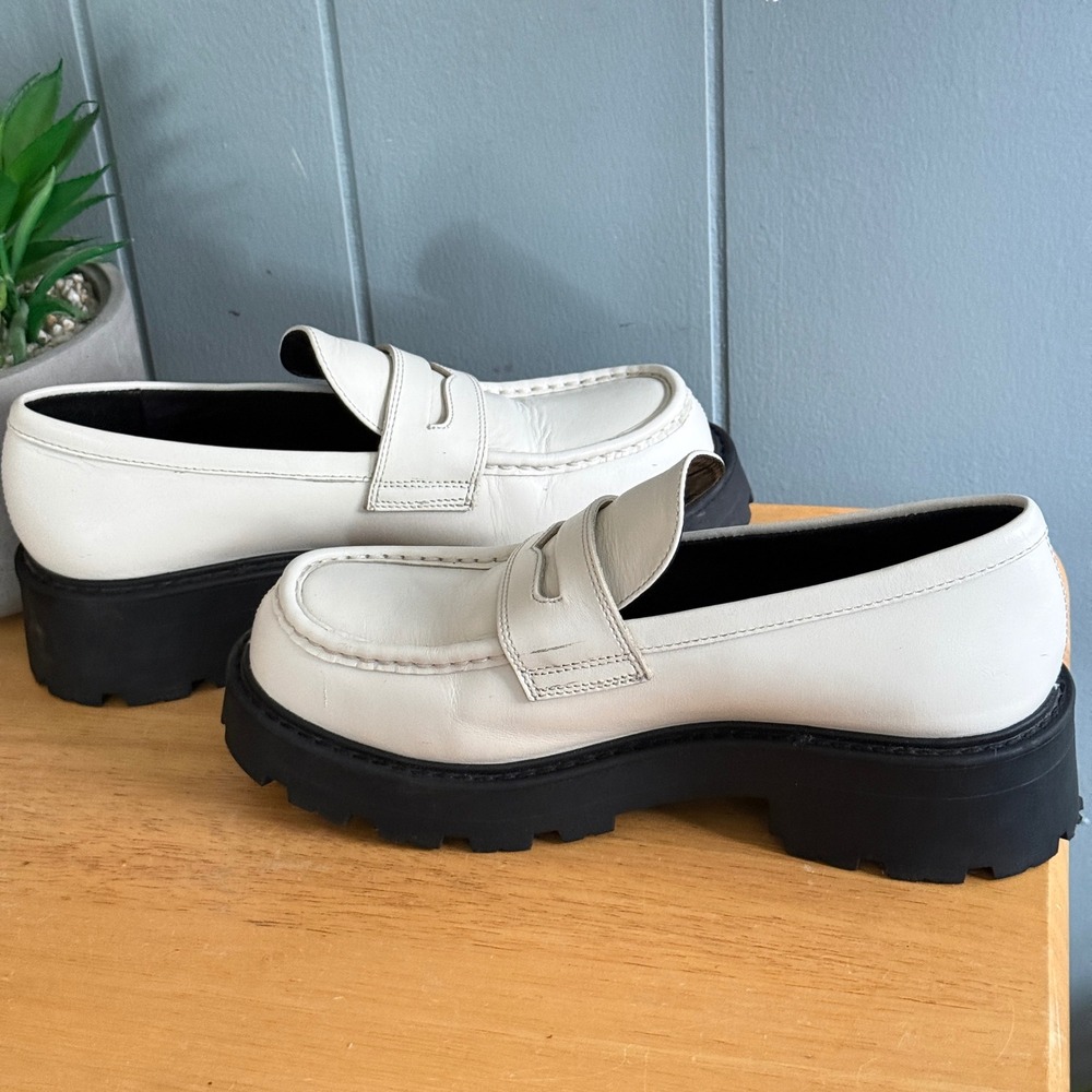 Vagabond Shoemakers Cosmo 2.0 Off White Leather Chunky Lug Sole Penny Loafers 38 - Picture 9 of 13